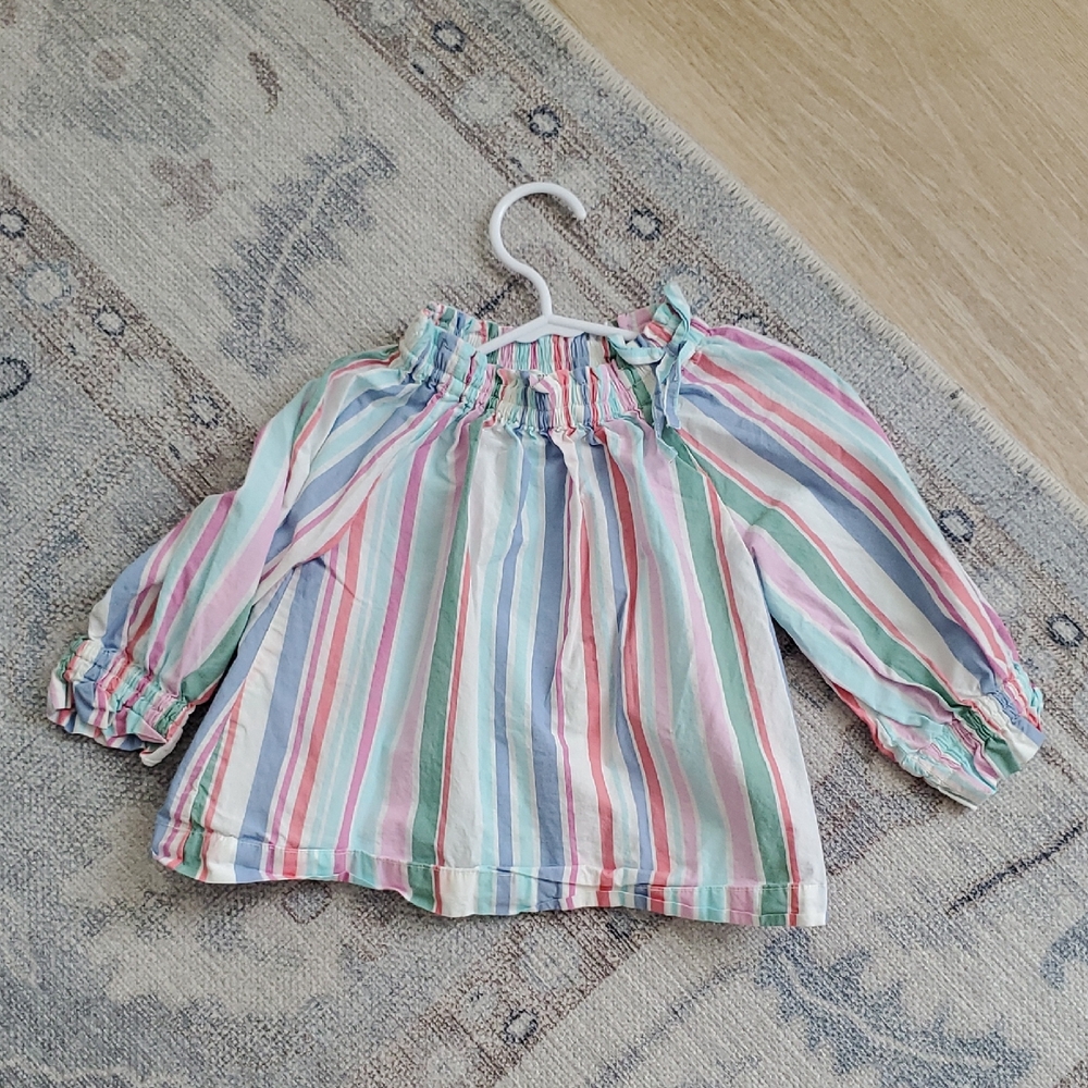 Crewcuts Striped Peasant Blouse Shirt Top Toddler Girls Sz3